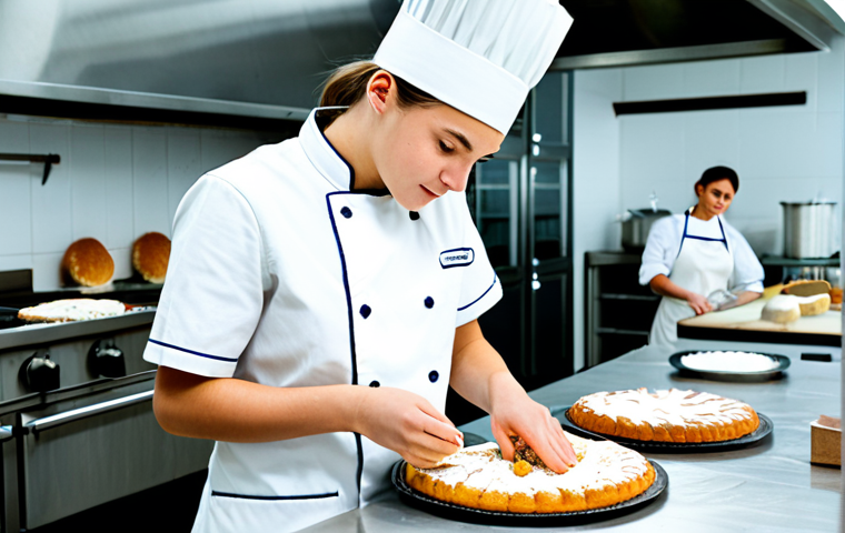 제과제빵 자격증 공부 방법 Q A - **Prompt 1: Bakery Student**
    "A young adult student in a clean, professional baking uniform, ful...