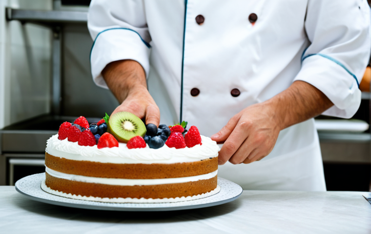 제과제빵 실기 시험 후 합격 점검 - **Prompt:** A professional baker in a clean, well-lit bakery, fully clothed in a modest chef's unifo...