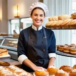 제과제빵 취업 성공 전략 - **Prompt 1: Mastering the Art of Baking and Innovation**
    A young, passionate baker, wearing a cl...